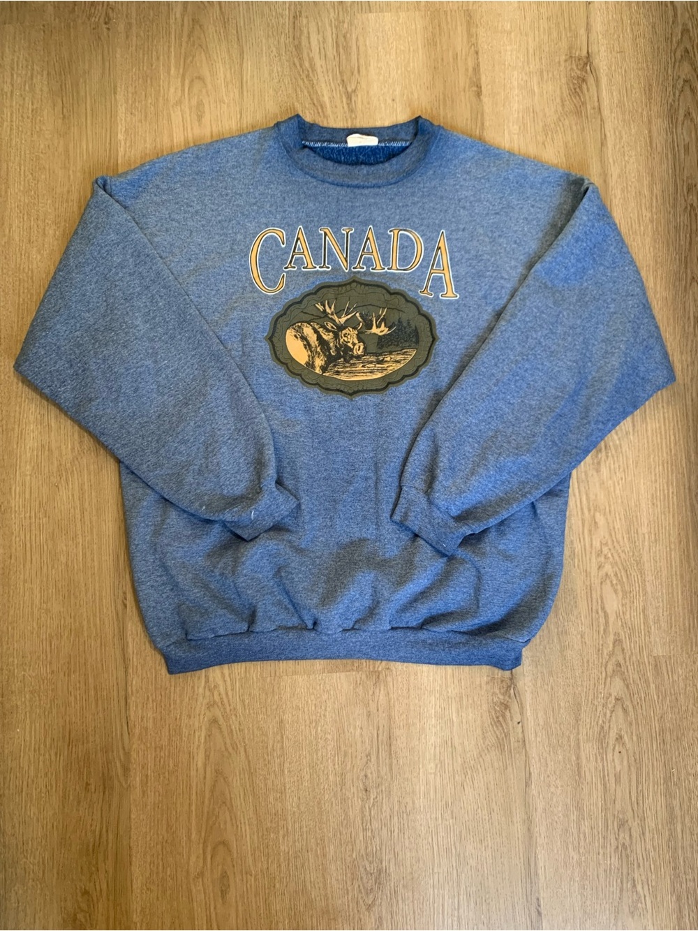 Vintage Canada Moose Sweatshirt Crewneck Pullover Blue Size Large Future Fashion
